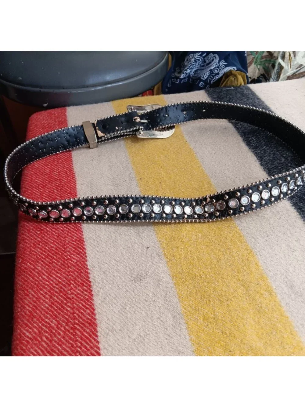 Medium 32 33 34 Women's GLam Cowgirl Belt Goth Rocker Biker Rhinestone Studded
